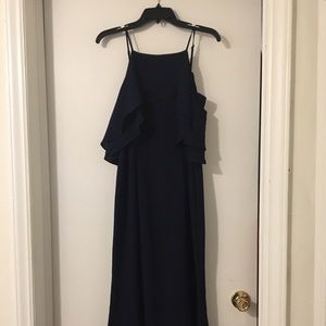 Navy blue formal dress.